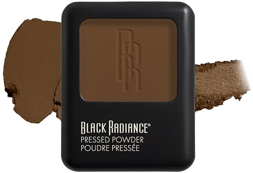 Black Radiance Pressed Powder, Pigment-Rich Matte Finish for Medium to Dark Skin Tones, Oil-Absorbing Compact with Mirror & Sponge - Warm Hazelnut