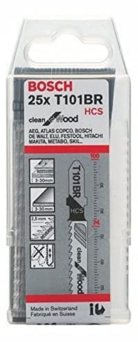 Bosch 25x Stichsägeblatt T 101 BR (für weiches Holz, gerader Schnitt, Professional Zubehör Stichsäge)