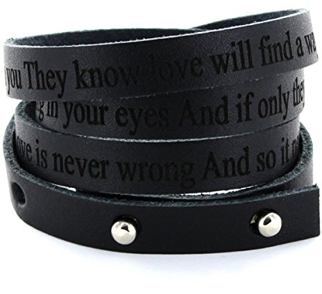 area17 Gravur Lederarmband Wickelarmband, schwarz - MIT IHREM WUNSCHTEXT