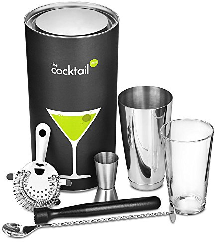 Cocktail Store The Boston Cocktail Gift Set | Cocktail Making Set with Boston Cocktail Shaker, Muddler, Mixing Spoon, Cocktail Strainer & Jigger Measure