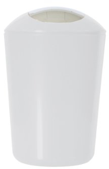 axentia Schwingdeckeleimer, ca. 5 L Kosmetikeimer aus weißem Kunststoff, geruchshemmender Mülleimer mit verchromtem Schwingdeckel