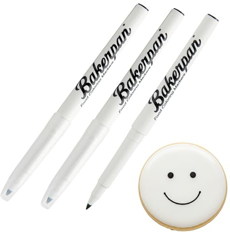 Bakerpan Black Edible Markers for Cookie Decorating, Fine Tip, 3 Pack