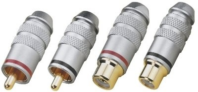 High-End Cinch-Stecker vergoldet schwarz