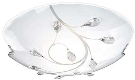 Decken Leuchte Glas Flora Beleuchtung Blätter Kristalle klar Lampe Globo 40404-3