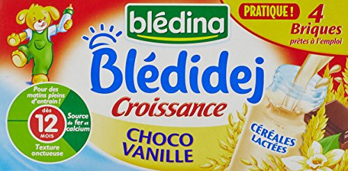 Blédina Blédidej Croissance Céréales Lactées Choco Vanille 4 Briques de 25 cl