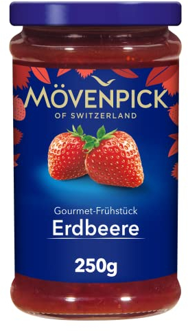 Mövenpick Gourmet-Frühstück Erdbeere, hochwertiger Premiumaufstrich Fruchtaufstrich, 250 g