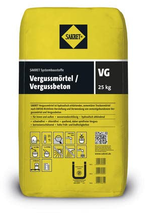 Sakret Vergussmörtel VG4, quellfähig, Schichtdicke 30 bis 80 mm (25 kg/Sa.)