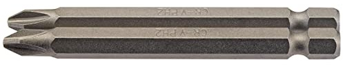 Draper 64315 No.2 1/4 Hex Cross Slot Insert Bit 75mm Long (2 Piece)