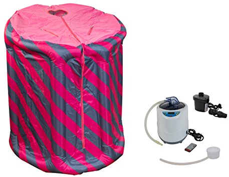 CHI-ENTERPISE - Dampfsauna Svedana | Sauna zum aufblasen mit elektronischem Dampferzeuger, praktischer Fernbedienung und 2 Liter Volumen| pink/blau | 1000 Watt