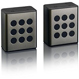 Lenco tragbares Stereo BTP-200 Stereolautsprecher-Set 2 x 2,5 Watt RMS inkl. USB-Kabel und AUXKabel, schwarz