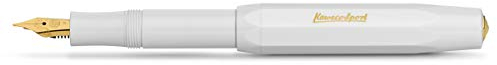 Kaweco CLASSIC SPORT Fountain Pen White with 23 Carat Gold-Plated Steel Nib and Iridium Tip for Ink Cartridges I Sport Fountain Pen 13 cm I Nib: M (Medium)