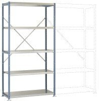 Manuflex Steckregal PLANOFLEX Basismodell mit 5 Einlegeböden RP1021.0001 970 mm x 2000 mm x 300 mm grau-grün