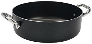 Pentole Agnelli ALSA106SS20 Alblack B-Crist Cm20 Casseruola Bassa con 2 Maniglie, Metallo, Argento, 20 cm