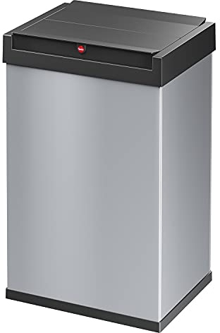Hailo Big-Box Swing L Mülleimer - 1 x 35 Liter - selbstschließender Schwingdeckel - Stahlblech - Müllbeutel-Klemmrahmen - Mülleimer Küche rechteckig - Abfalleimer made in Germany - silber