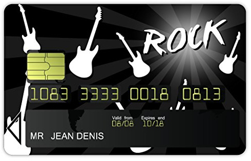 Sticker, Aufkleber Kreditkarte, selbstklebend, Motiv Mädchen Rock – -Französischer Herstellung – -