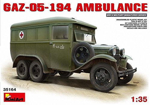 MiniArt 35164 1:35 GAZ-05-194 Krankenwagen (3Achs) - originalgetreue Nachbildung, Modellbau, Plastik Bausatz, Basteln, Hobby, Kleben, Modellbausatz, Zusammenbauen, unlackiert