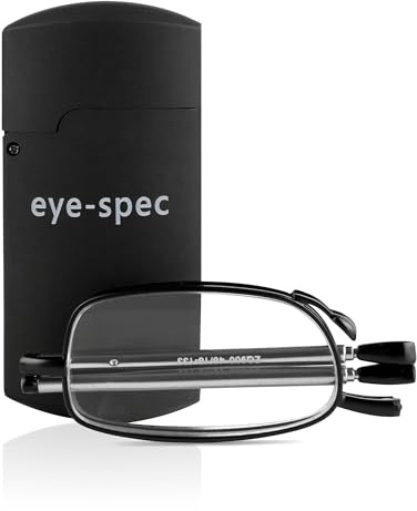 eye-spec Folding Reading Glasses with Compact Travel Case | Modern Full Rim Readers for Men and Women