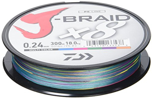 Daiwa, trecciato J-Braid X8, 300 m multicolore, lenza, Multi-coloured, Dm: 0,22mm