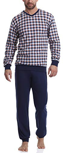 Timone Herren Schlafanzug Lang mit Bündchen aus Baumwolle Nightwear Set TI30-107