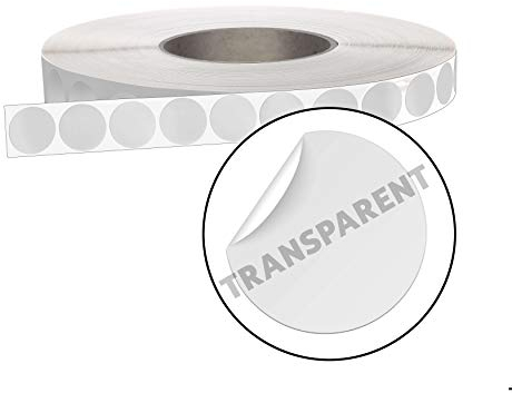 MASHPAPER - 5000 transparente Verschlussetiketten auf Rolle – 20 mm runde Aufkleber permanent – PE-Folie ohne Perforation – für Verpackungen