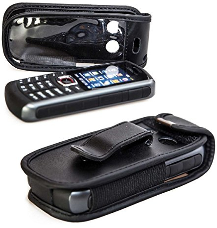 caseroxx Ledertasche mit Gürtelclip für Samsung B2710 in schwarz – robuste Handy-Tasche mit Sichtfenster & Gürtelclip aus Echtleder, ideal für Beruf, Freizeit, Outdoor & sicheren Transport