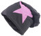 shenky leichte Mützen mit Sternchen Jersey Beanie Stern lange Stars (Schwarz mit pinkem Stern)