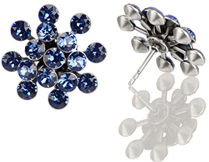 KONPLOTT Magic Fireball Classic Ohrstecker für Damen | Exklusive Designer-Ohrringe mit 32 Swarovski Steinen | Glamouröser Ohrschmuck zu jedem Anlass | Handgefertigter Damen-Schmuck | Saphirblau