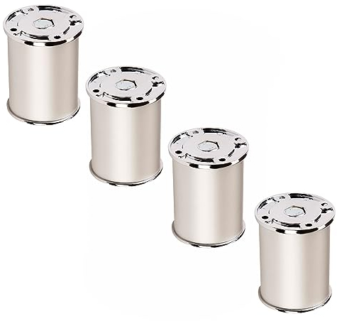 SOTECH 4er Set Möbelfüße RADO (Höhe 60 mm, Ø 50 mm, Aluminium/Chrom poliert) höhenverstellbare Stützfüße