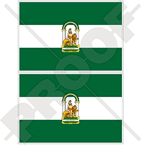 2 adhesivos de vinilo para parachoques, bandera de Andalucía, España, Andalucía, 100 mm, 2 unidades