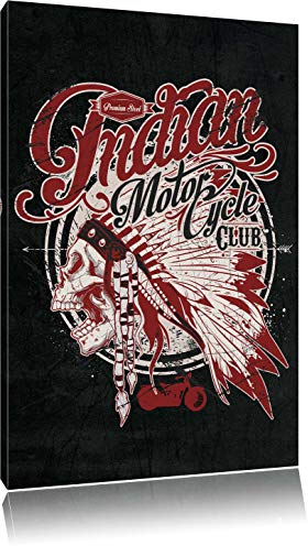 Pixxprint Indian Motorcycle-Club Black Bild, Größe: 100x70cm, Leinwandbild, fertig gespannt, Wandbild, Dekoration, Kunstdruck, kein Poster