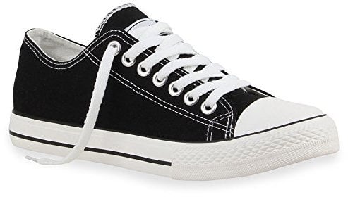 stiefelparadies Herren Sneakers Freizeit Sport Schnürer StoffFitness Streetstyle viele Farben Schuhe 16118 Schwarz Ambler 38 Flandell
