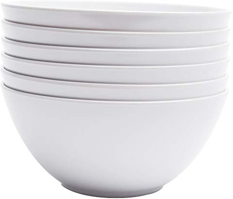 Yinshine Melamine Salad/cereal Bowls To go/boat/board , Set of 6, White,15.8*12.5cm