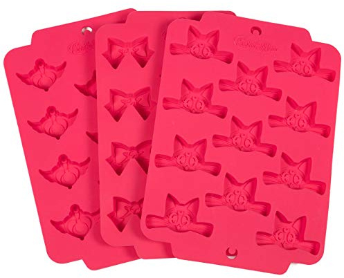 Sailor Moon Large Silicone Non Stick Ice Cube Tray (11 x 8 in) 3 pack - Great Mold for Chocolate, Candy, Jello, and Soap