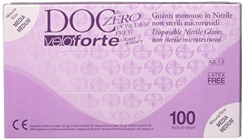 DOC Velo Forte PW7 Guanto Monouso in Nitrile, Non Sterile, Misura M, 10x100 Pezzi, Totale 1000 Pezzi