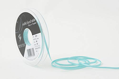 Berisfords 3501 Satinband 3 mm NEU türkis 48 10,5 x 10,5 x 1,3 cm Double Face Poly Satinband, NEU türkis
