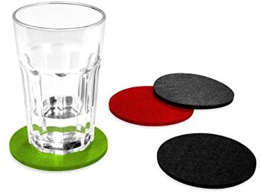 FILU Filz-Untersetzer rund 8er Pack (hell grün, rot, dunkelgrau, schwarz) ? Untersetzer aus Filz für Tisch und Bar als Glasuntersetzer / Getränkeuntersetzer für Glas und Gläser
