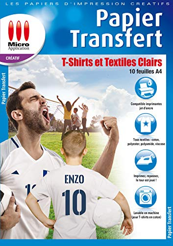 Papier Transfert T-Shirt pour Textiles Clairs - 10 feuilles de papier A4 Transfert pour coton clair