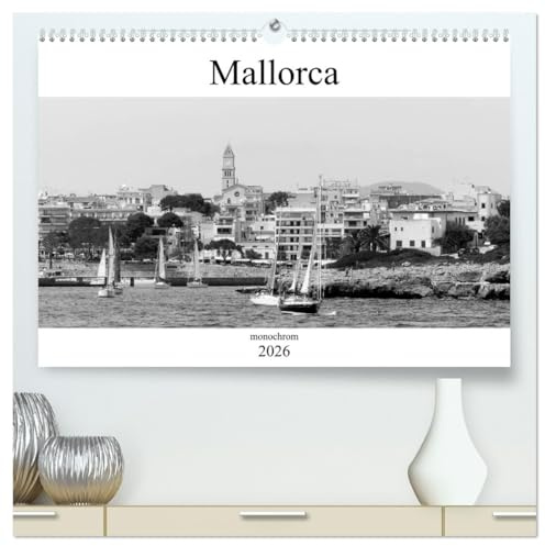 Mallorca monochrom (hochwertiger Premium Wandkalender 2026 DIN A2 quer), Kunstdruck in Hochglanz: Ausgesuchte Bilder der Baleareninsel in monochrom (CALVENDO Orte)