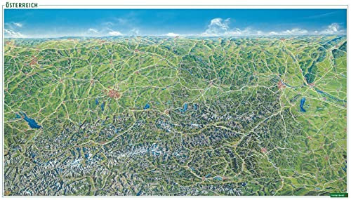 Österreich Panoramakarte, Sommer / Winter, Poster, Plano in Rolle, freytag & berndt: Vorderseite Sommer, Rückseite Winter (freytag & berndt Poster + Markiertafeln)