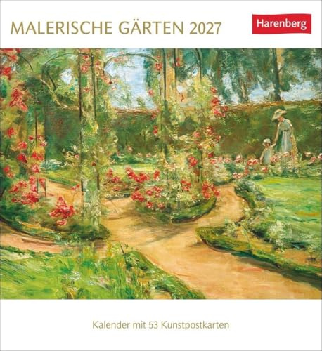 Malerische Gärten Postkartenkalender 2027 - Kalender mit 53 Kunstpostkarten: Farbenfrohe Motive von berühmten Künstlern für alle Garten- und Kunst-Liebhaber. Kleiner Kalender zum Aufstellen