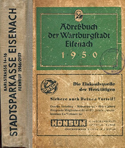 Adreßbuch der Stadt EISENACH 1950: - Einwohnerbuch -