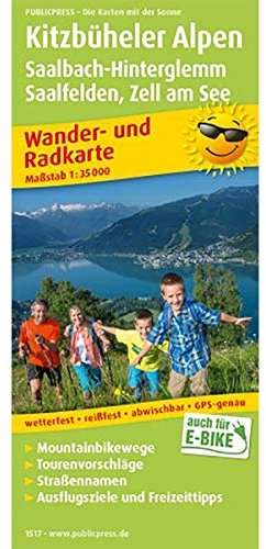 Kitzbüheler Alpen, Saalbach-Hinterglemm, Saalfelden - Zell am See: Wander- und Radkarte mit Ausflugszielen & Freizeittipps, wetterfest, reißfest, ... 1:35000 (Wander- und Radkarte: WuRK)