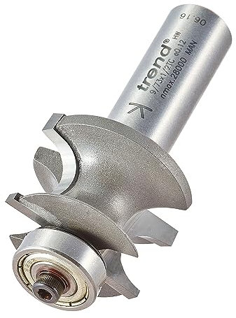 Trend Professional Bearing Guided Corner Bead Router Cutter, 1/2 Inch Shank, 31.9mm Cut Diameter, 16mm Bearing Diameter, 7mm Radius, 9/73X1/2TC