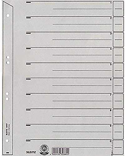 Trennblatt für Hängeordner, A4, Farbe Aufdruck schwarz, 10 Tabe, grau