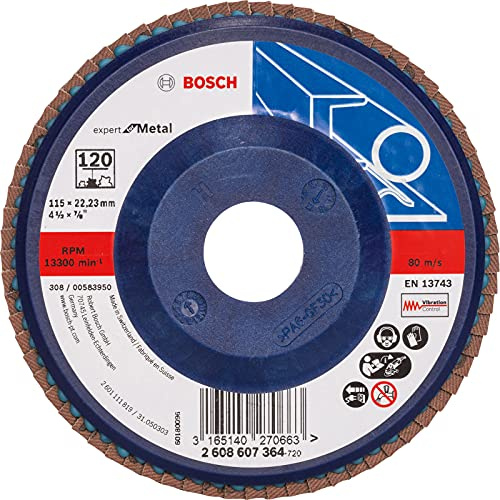 Bosch Faecherschleifscheibe X551 Expert for Metal 115mm Korn 120, 1 Stk.