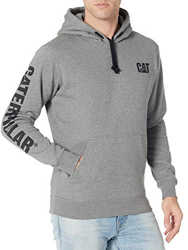CAT Caterpillar Men's Trademark Banner Hoodie Sweatshirt, Regular and Big & Tall, Dark Heather Grey, 4X-Large