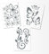 Hibiskus Schmetterling Blüten Ornament SET I - grau - 30x21cm - Wall Sticker Wandtattoo Wandaufkleber - Dekoration, Küche, Wohnzimmer, Schlafzimmer, Badezimmer