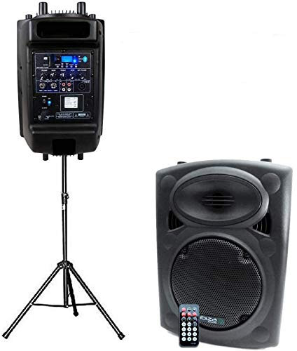 Ibiza Enceinte amplifiée 15 38cm 800W USB/SD/BT + Pied