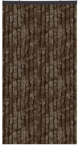 Arsvita Flauschvorhang Türvorhang (120x220 cm) in Braun als Insektenschutz für Balkon, Terrasse oder Wohnmobil, Wohnwagen, Pavillon