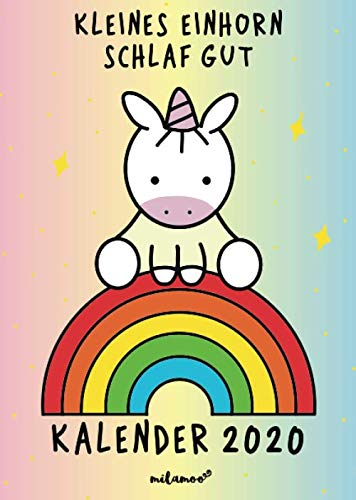 milamoo Kalender 2020 Kleines Einhorn Schlaf Gut: Taschenkalender Wochenplaner Familienplaner 2020 Din A5 mit Mondkalender, Geschenkbuch Mein Baby und ... - Mila auf Regenbogen - Pastell Edition